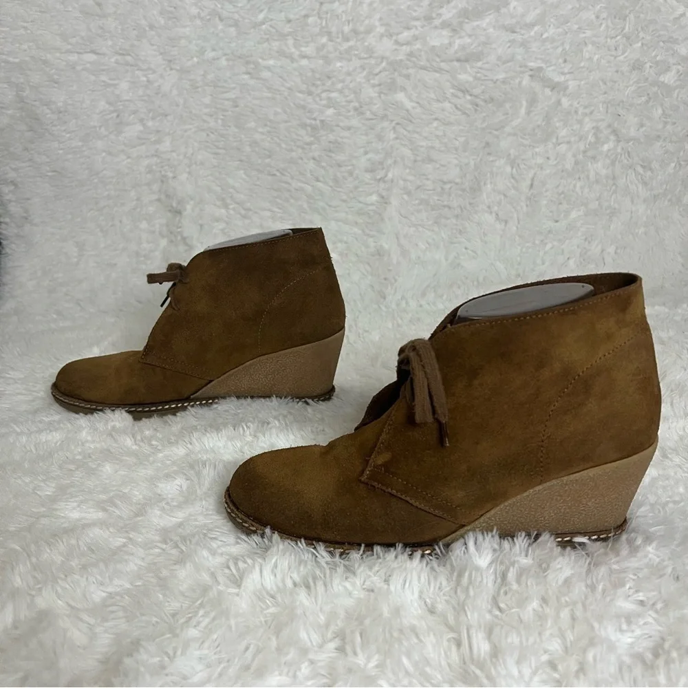 J. CREW Women’s Brown Suede Leather Lace-Up Wedge Ankle Booties Size 8